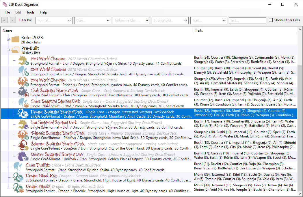 L5R LCG Deck Organizer